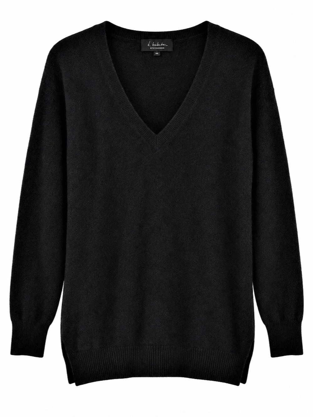 Aritzia Babaton Black Cashmere Blend V-Neck Sweater in Black Size Medium